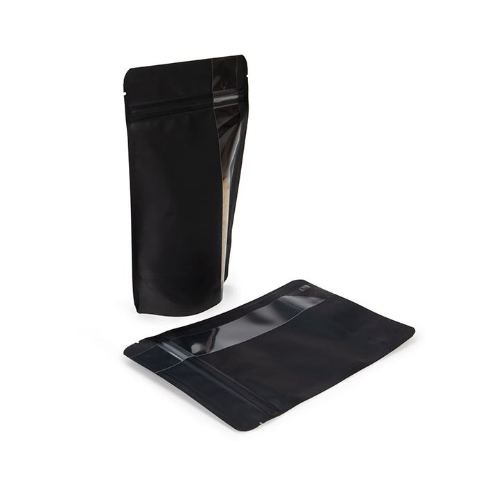 Stand Up Pouches Matte Black With Vertical Window 13x7,9x20,6 cm (100 pieces) [ZBGV3MB]