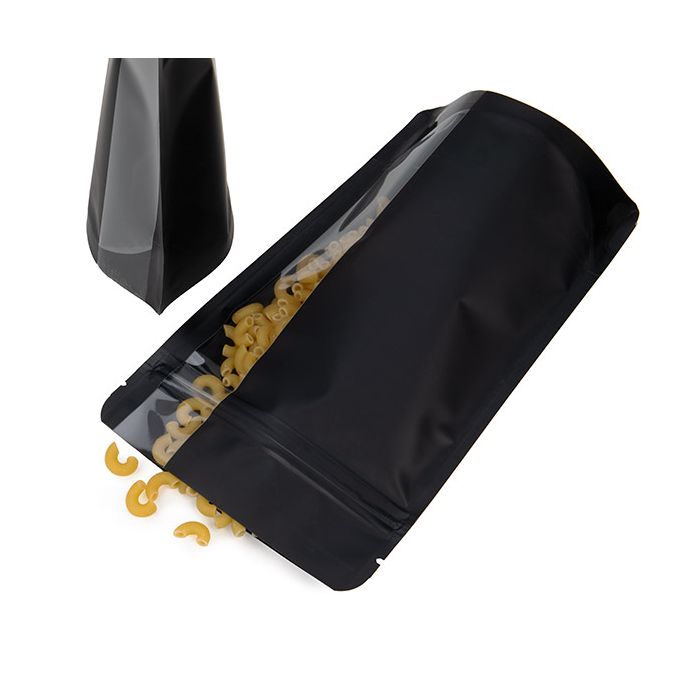 Stand Up Pouches Matte Black With Vertical Window 13x7,9x20,6 cm (100 pieces) [ZBGV3MB]