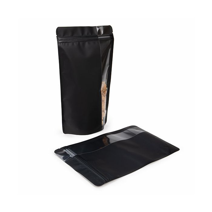 Stand Up Pouches Matte Black With Vertical Window 17,2x8,9x28,6 cm (100 pieces) [ZBGV4MB]