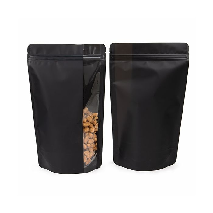 Stand Up Pouches Matte Black With Vertical Window 17,2x8,9x28,6 cm (100 pieces) [ZBGV4MB]