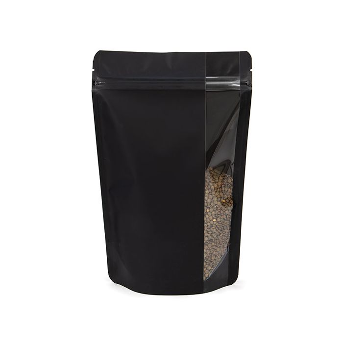 Stand Up Pouches Matte Black With Vertical Window 14,9x8,9x23,2 cm (100 pieces) [ZBGV7MB]