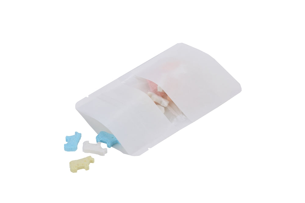 Stand Up Pouches White Kraft 8x5x13cm | 28 grams w/Window (100 pieces) [ZBGW1WK]