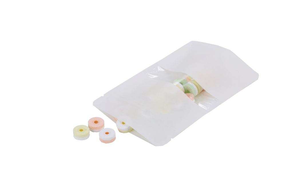 Stand Up Pouches White Kraft 10x6x15cm | 57 grams w/Window (100 pieces) [ZBGW2WK]