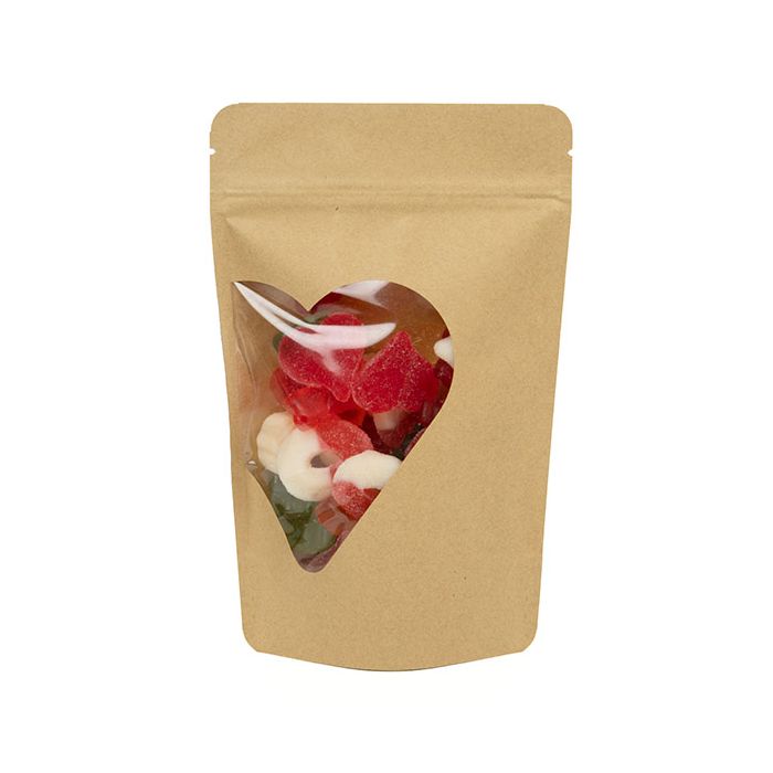 Stand Up Pouches Kraft With Heart Window 13x7,9x20,6 cm (25 pieces) [ZBGW3KHT]