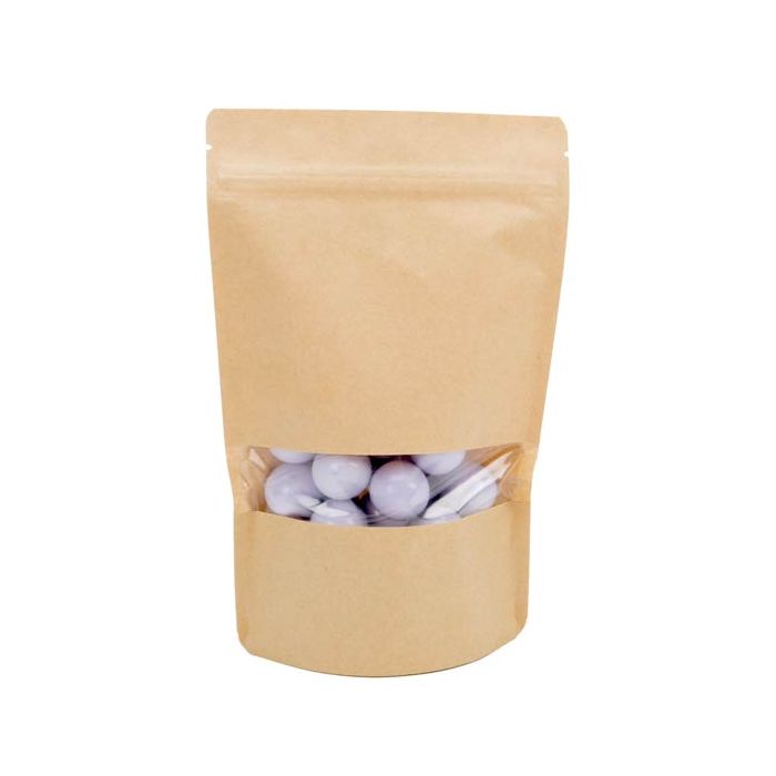 Stand Up Pouches Kraft 15x9x23cm with Window (100 pieces) [ZBGW7K]