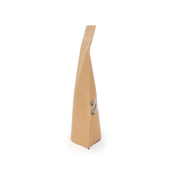 Stand Up Pouches Kraft 15x9x23cm with Window with hang hole (100 pieces) [ZBGW7KH]