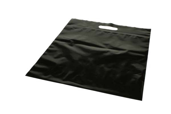 Plastic Carrier Bags Black 22.9x8.2x18.4cm 75 micron with Grip Seal (100 pieces) [ZH13BK5]
