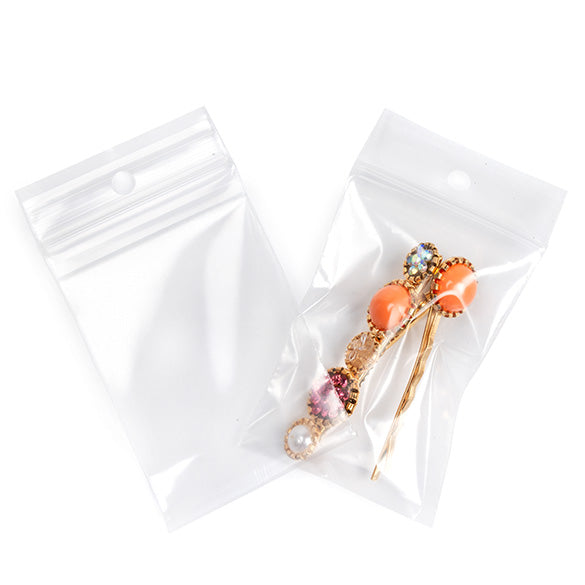 Grip Seal Bags with Hang hole 5x7.5cm PE 50 micron (100 pieces) [2PR23]