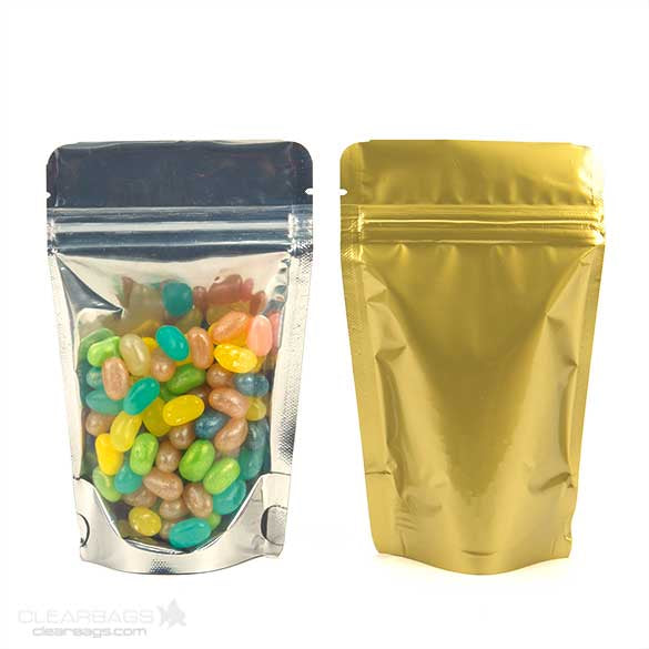 Stand Up Pouches Transparent/Gold 9.5x5.7x15.7cm | 57 grams (100 pieces) [ZBGG35]