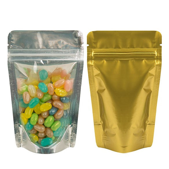 Stand Up Pouches Transparent/Gold 9.5x5.7x15.7cm | 57 grams (100 pieces) [ZBGG35]