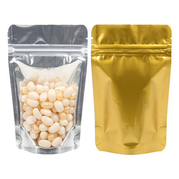 Stand Up Pouches Transparent/Gold 9.5x5.7x15.7cm | 57 grams (100 pieces) [ZBGG35]