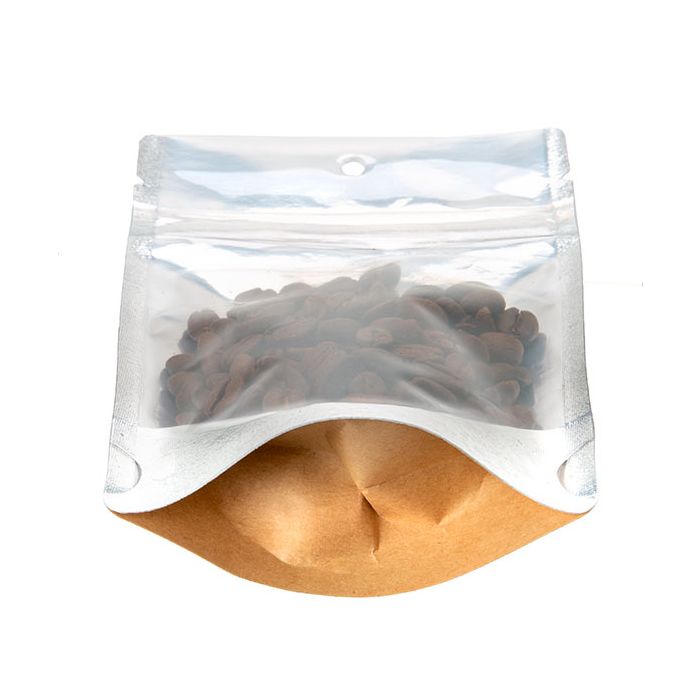 Stand Up Pouches Transparent/Kraft 10,2x6x15,2cm With Hanghole (100 Pieces) [ZBGK2H]