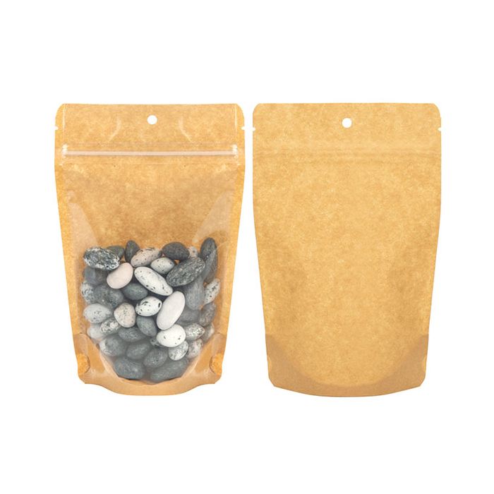 Kraft Backed Stand Up Zipper Pouch 12x7,5x18,5 cm with Hang Hole (100 Pieces) [ZBGKC46H]