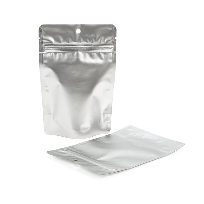 Stand Up Pouches Silver 10,2x6x15,2cm With Hanghole (100 Pieces) [ZBGM2SH]