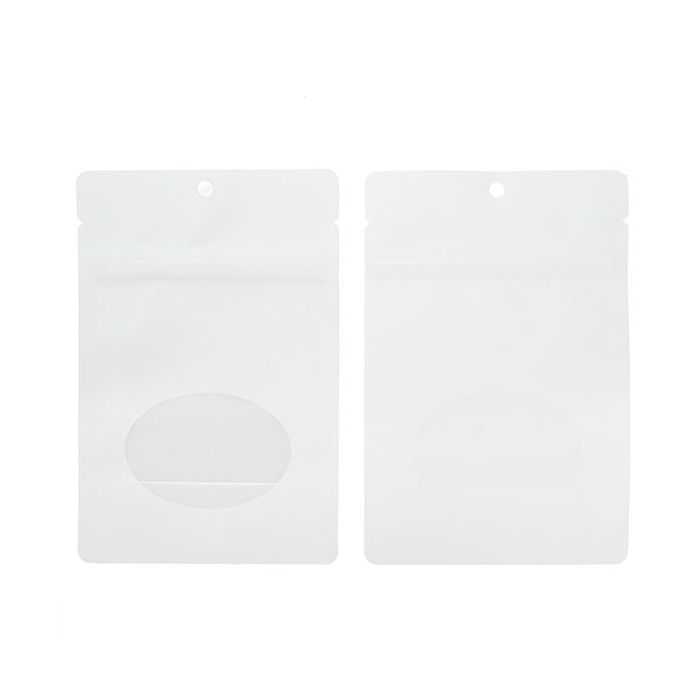 Stand Up Pouches White kraft With Oval Window 10,2x6x15,2cm With Hanghole (100 Pieces) [ZBGO2WKH]