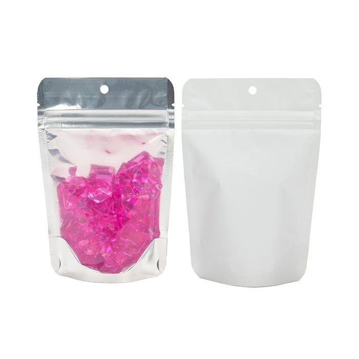 Stand Up Pouches Transparent/White 10,2x6x15,2cm With Hanghole (100 Pieces) [ZBGW2H]
