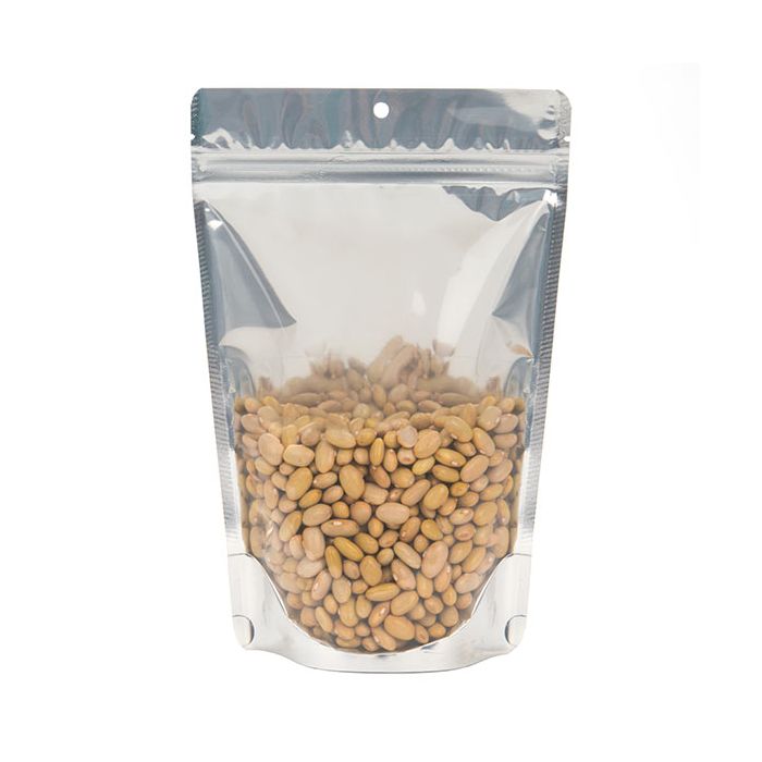 White Backed Stand Up Zipper Pouch  15 x 9 x 23 cm with Hang Hole