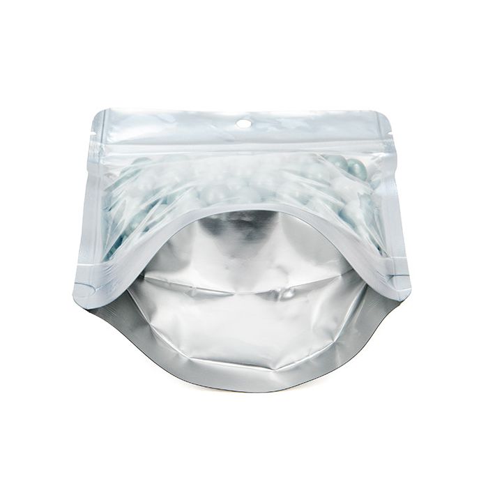 Stand Up Pouches Silver 11,9x7,6x18,4cm With Hanghole (100 Pieces) [ZBGS46H]