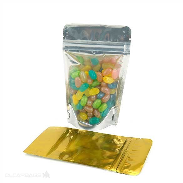 Stand Up Pouches Transparent/Gold 9.5x5.7x15.7cm | 57 grams (100 pieces) [ZBGG35]
