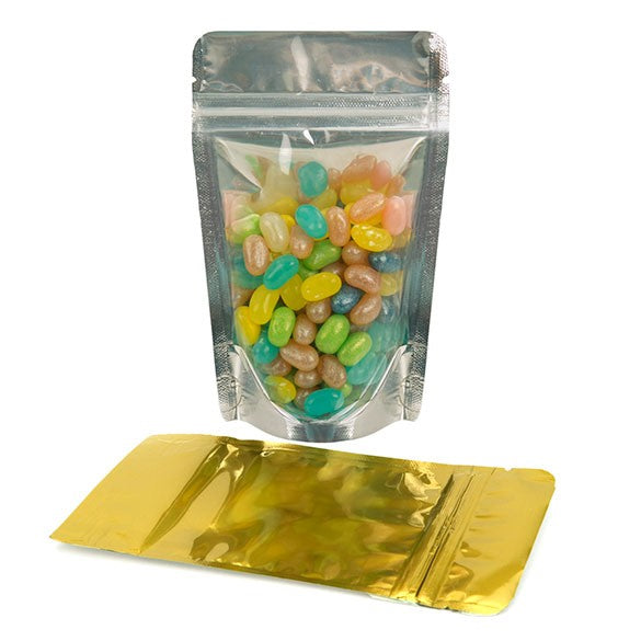 Stand Up Pouches Transparent/Gold 9.5x5.7x15.7cm | 57 grams (100 pieces) [ZBGG35]