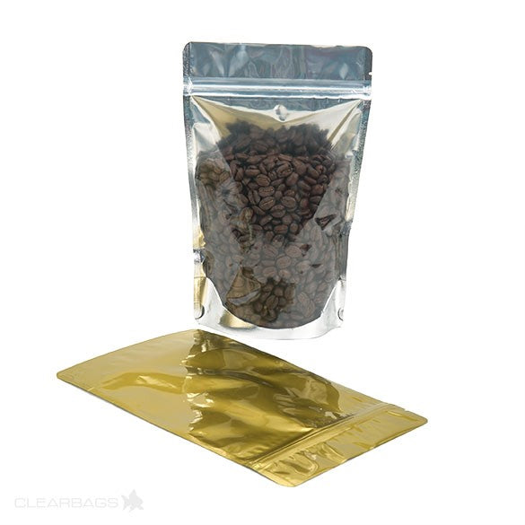 Stand Up Pouches Transparent/Gold 14.6x7.9x23cm | 170 grams (100 pieces) [ZBGG58]