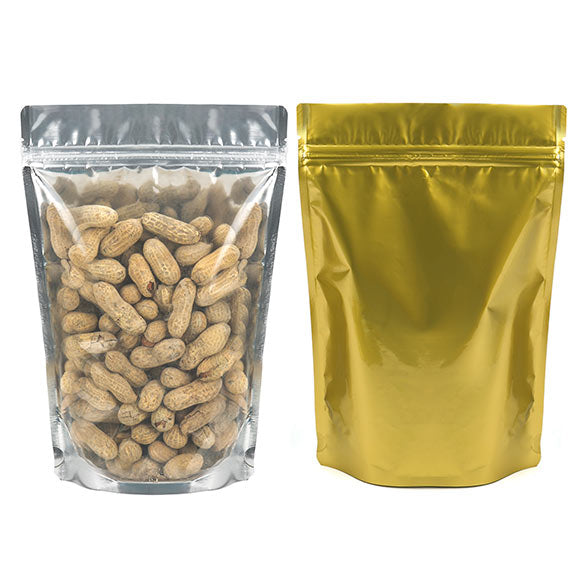 Stand Up Pouches Transparent/Gold 17.8x9.8x25.2cm | 283 grams (100 pieces) [ZBGG69]