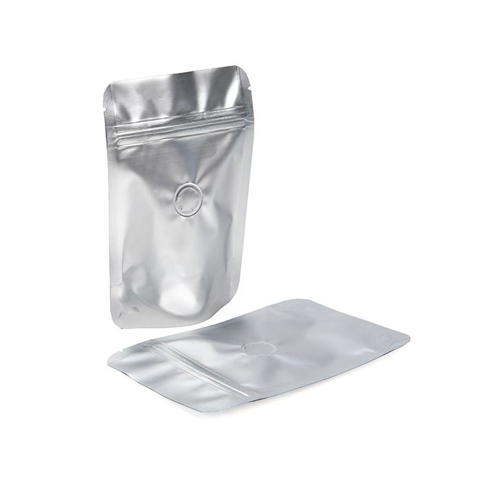 Stand Up Pouches Silver 10,2x6x15,2cm w/Valve (100 Pieces) [ZBGM2SV]