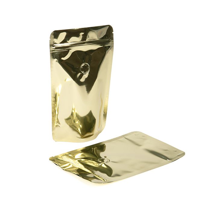 Stand Up Pouches Gold 13x7,9x20,6cm w/Valve (100 Pieces) [ZBGM3SGV]