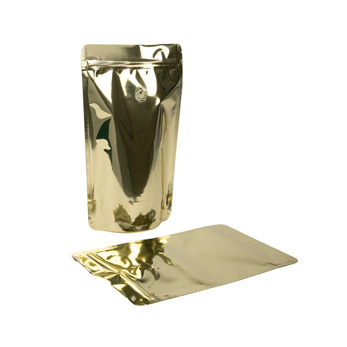 Stand Up Pouches Gold 17,1x8,9x28,6cm w/Valve (100 Pieces) [ZBGM4SGV]