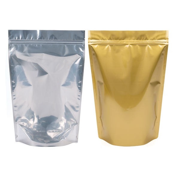 Stand Up Pouches Transparent/Gold 23x12x34.5cm | 907 grams (100 pieces) [ZBGG6]