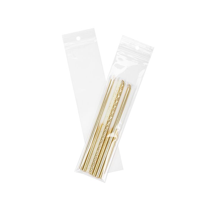 Grip Seal Bags with Hang hole 5x20.5cm Crystal Clear PP 50 micron