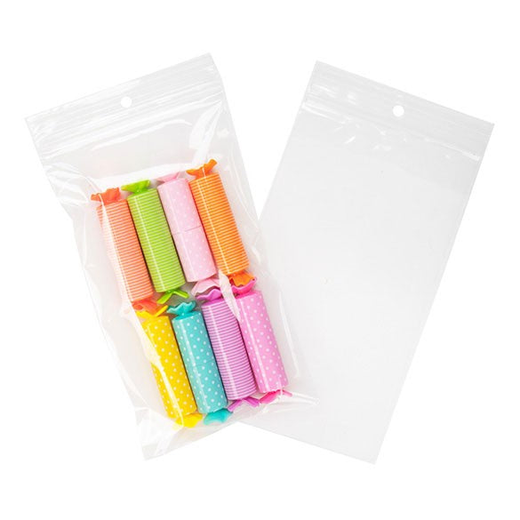 Grip Seal Bags with Hang hole 10x18cm Crystal Clear PP 50 micron (100 pieces) [ZR47]