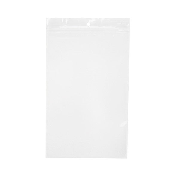 Grip Seal Bags with Hang hole 12.5x20.5cm Crystal Clear PP 50 micron (100 pieces) [ZR58]