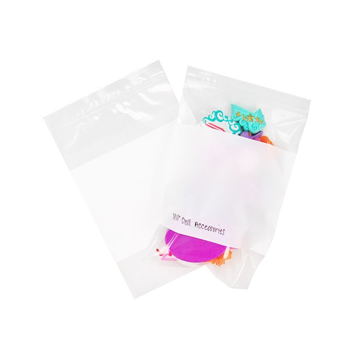 Grip Seal Bags with Write-on-Panel 15x23cm Crystal Clear PP 50 micron (100 pieces) [ZWC69]