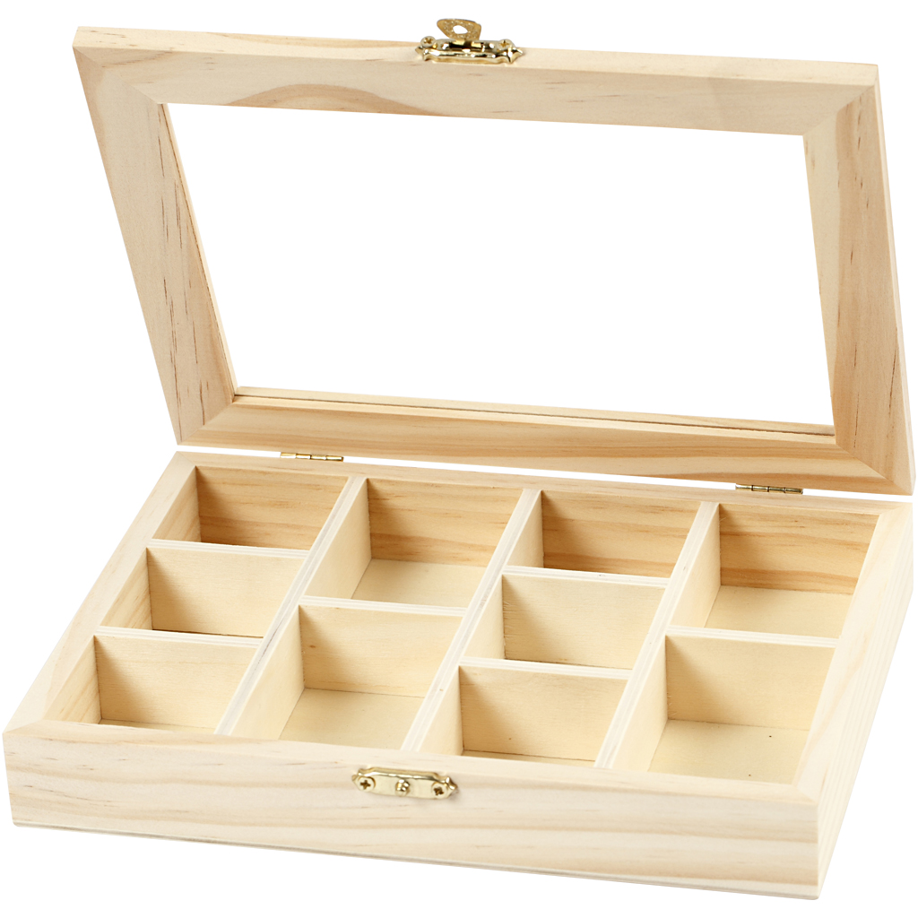 wooden box with glass lid