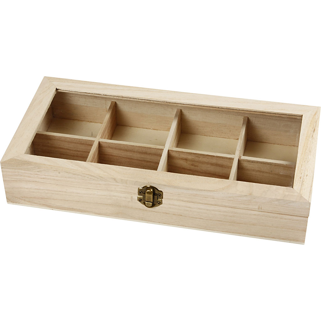 wooden box with glass lid