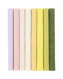 Crepe Paper, sheet 25x60 cm, Crêpe ratio: 180%, 105 g, pastel colours, 8 sheet/ 1 pack [HOB-209001]