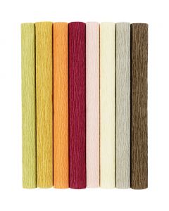 Crepe Paper, sheet 25x60 cm, Crêpe ratio: 180%, 105 g, mute colours, 8 sheet/ 1 pack [HOB-209002]
