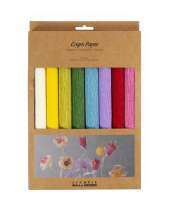 Crepe Paper, sheet 25x60 cm, Crêpe ratio: 180%, 105 g, standard colours, 8 sheet/ 1 pack [HOB-209003]
