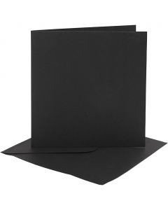 Cards and envelopes, black, card size 15,2x15,2 cm, envelope size 16x16 cm, 230 g, 4 set/ 1 pack [HOB-230551]