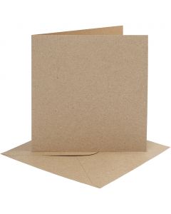 Cards and envelopes, natural, card size 15,2x15,2 cm, envelope size 16x16 cm, 230 g, 4 set/ 1 pack [HOB-230552]