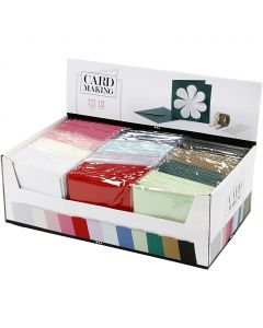 Cards and envelopes, assorted colours, card size 15,2x15,2 cm, envelope size 16x16 cm, 230 g, 12x10 pack/ 1 pack [HOB-230553]