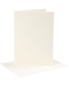 Cards and envelopes, off-white, card size 12,7x17,8 cm, envelope size 13,3x18,5 cm, 220 g, 4 set/ 1 pack [HOB-230562]