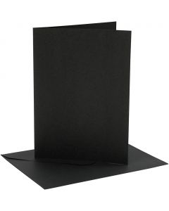 Cards and envelopes, black, card size 12,7x17,8 cm, envelope size 13,3x18,5 cm, 230 g, 4 set/ 1 pack [HOB-230567]