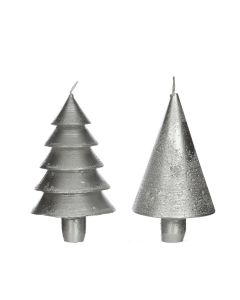 Candle set 2 kinds of trees silver (1 set, 6pcs) [IFS-32156]
