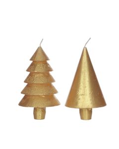 Candle set 2 trees gold 12cm high (1 set, 6pcs) [IFS-32159]