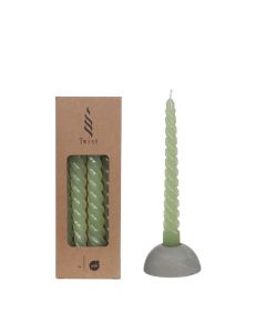 Candles twisted green 19cm high (4 pcs.) [IFS-32235]