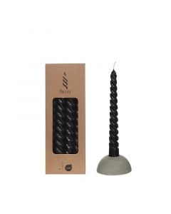 Candles twisted black 19cm high (4 pcs.) [IFS-32238]
