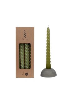 Candles twisted moss green 19cm high (4 pcs.) [IFS-32240]