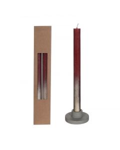 Dinner Candles bordeaux with Gold Spray Ø2.1/h. 25cm